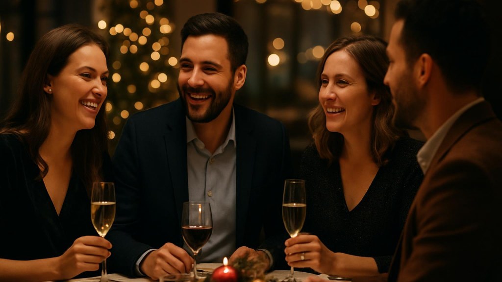 Gruppo di adulti in contesto sociale per Capodanno